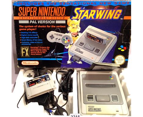 Super Nintendo Starwing edition boxed console with Starwing game cartridge, power pack, AV connector and controller. P&amp;P 