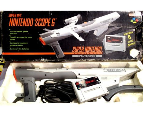 Super Nintendo boxed scope with game cartridge Sniper Scope 6. P&amp;P Group 2 (£18+VAT for the first lot and £3+VAT for subs