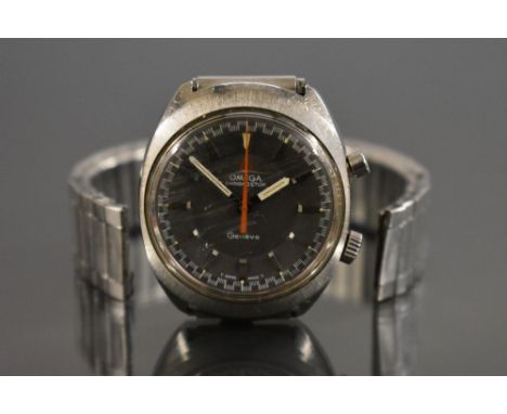 Omega - a gentleman's Chronostop Geneve wristwatch, grey dial, baton markers ,minute track, centre seconds stop watch, 865 ca