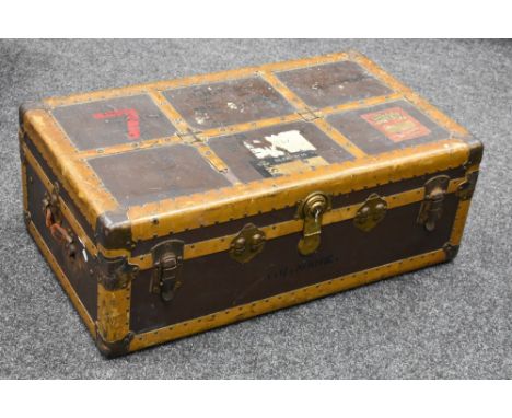 A large travelling trunk, Cunard stickers