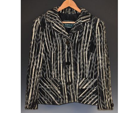 A Norman Hartnell jacket, slub effect wool, black, grey, off white, two feature patch pockets, lined, Le Petit Salon, 26 Brut