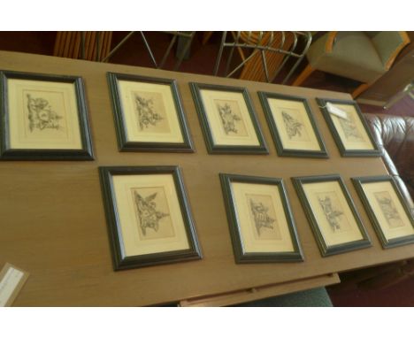 After Charles Cotton, a set of nine engravings of British town and city coat of arms, 12 x 16cm (9) 