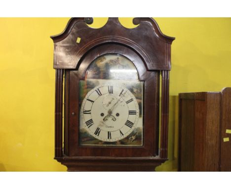 A 19th century oak and mahogany longcase clock, the 34 cm painted dial inscribed Chester to the 8 day two train movement, str