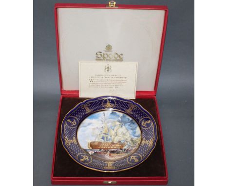 A Spode bone china Maritime England plate - "The Battle of Trafalgar",  21st October 1805, 23 cm diameter, No. 559 of 2000, w