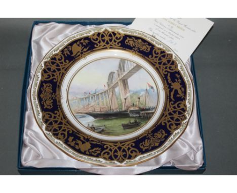 A Royal Worcester bone china Great Victorian achievement plate - "Royal Albert Bridge", 28 cm diameter, No.343 of 1000 with c