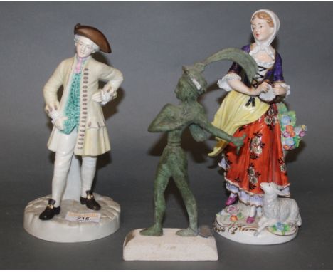 A Royal Worcester bone china figure - "The Gallant" after the original by James Hadley, 22 cm high, a Sitzendorf porcelain fi