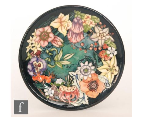 A large Moorcroft Pottery charger decorated in the Carousel pattern designed by Rachel Bishop, impressed and painted marks, n