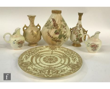 A collection of assorted Royal Worcester, to include a shape 1552 blush ivory twin handled vase, a pair of jugs reissued for 