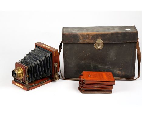 19th/20th Century mahogany and brass plate camera ‘The Special’ instantograph patent by J. Lancaster & Son, Birmingham and an