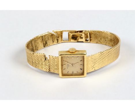 Ladies 18 carat yellow gold Patek Philippe bracelet watch, square dial., movement No. 986081 case No. 2640388, twenty jewel m