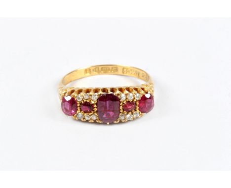 Ladies 18 carat gold ruby and diamond ring by D & Co 