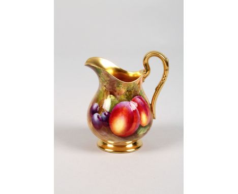 Royal Worcester cream jug, hand painted fallen fruit, signed Townsend, 1976.12.5cm high 