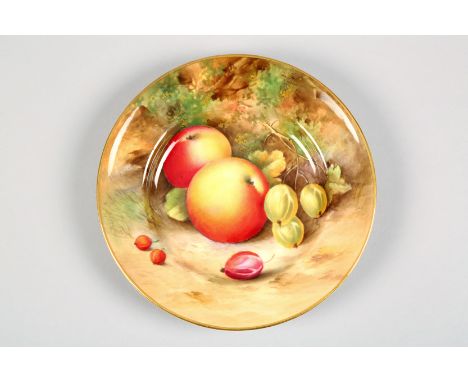 Royal Worcester tea plate, hand painted fallen fruit signed Mosley, date coded 1937. 15.5cm diameter 