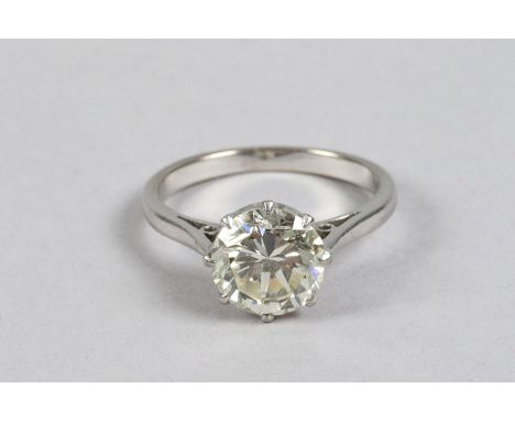 Ladies 2.5 carat brilliant cut diamond solitaire ring unmarked white metal shank 