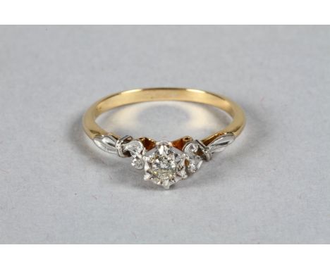 Ladies 18 carat yellow gold solitaire diamond ring 0.25 carat brilliant cut diamond