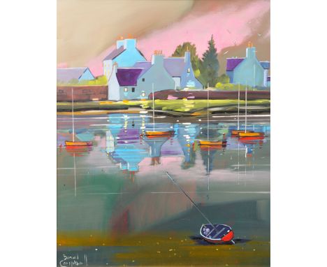 Daniel Campbell (Scottish Contemporary) ARR Framed oil on canvas, signed ‘Evening Light, Plockton’ 60cm x 50cm 