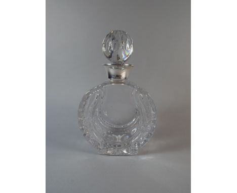 A Silver Topped Moon Decanter with Moulded Horseshoe Decoration. Birmingham 1995. 23cm High