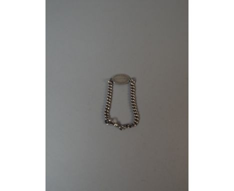 A Silver Bracelet Made from A Watch Chain with Engraved Disc "Billy" PTE W.E.Day Number 240836, 5th BnR Sussex Regiment. 