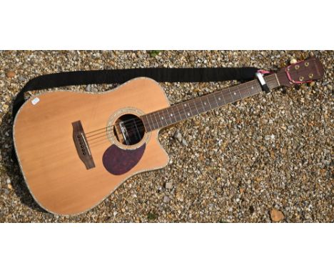 A Freshman Apollo Collection electro-acoustic guitar, model 2DC, serial no. AAAF14574 C/W CNB padded gig bag - one snapped st