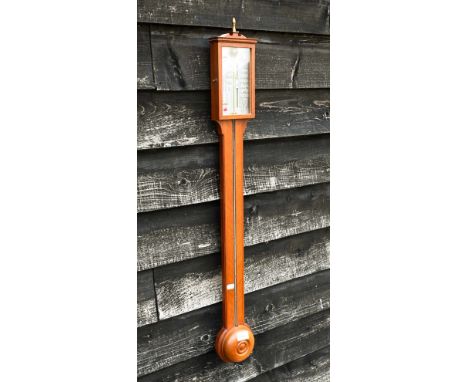 A Short &amp; Mason reproduction stick barometer with mercury column and silvered scale 