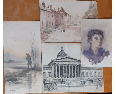 A group of watercolours by different authors (M. Kobayashi, Arthur Bannister, Ruth Colb and G.M. Kay). (4)
