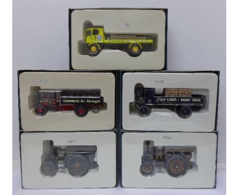 Five Corgi Vintage Glory of Steam models; two Sentinel, two Fowler B6 and one Foden Dropside Wagon, all boxed