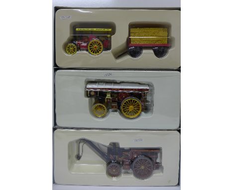 Three Corgi Vintage Glory of Steam models, Fowler B6 Crane Engine (Wolverhampton Wanderer), 80108; Fowler B6 'Super Lion' Sho