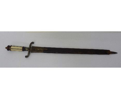 A South American sword, length 56cm, scabbard a/f