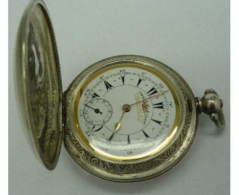 An .800 silver pocket watch, dial marked K. Serkisoff & Co., Constantinople, case and movement marked Billodes, lacking glass