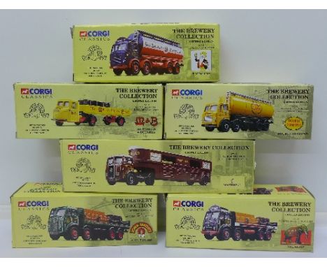 Six Corgi Classics, 40th Anniversary, Limited Edition, The Brewery Collection model vehicles, all boxed