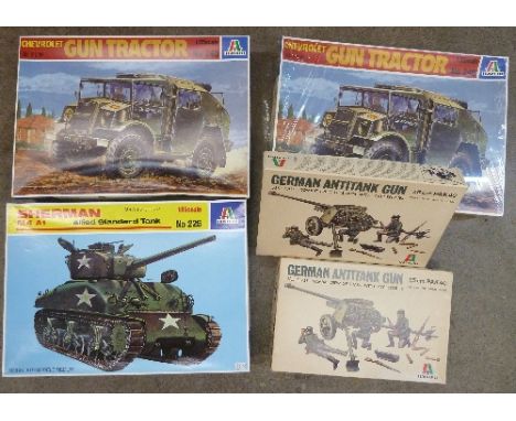 Five Italeri 1:35 scale military model kits