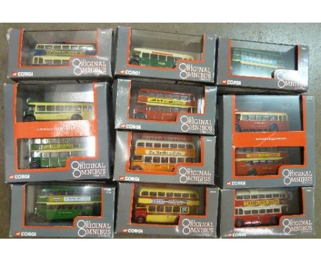 Eight Corgi The Original Omnibus Company die cast model buses and two similar twin packs, all boxed