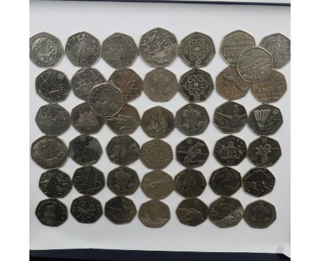 Forty-four collectors edition 50p coins. UK P&amp;P Group 1 (£16+VAT for the first lot and £2+VAT for subsequent lots) 
