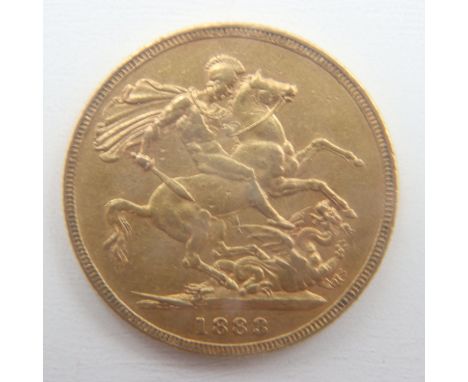 1883 full gold sovereign of Queen Victoria. UK P&amp;P Group 0 (£6+VAT for the first lot and £1+VAT for subsequent lots) 
