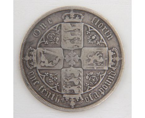 Gothic silver florin of Queen Victoria - gVF. UK P&amp;P Group 0 (£6+VAT for the first lot and £1+VAT for subsequent lots)&nb