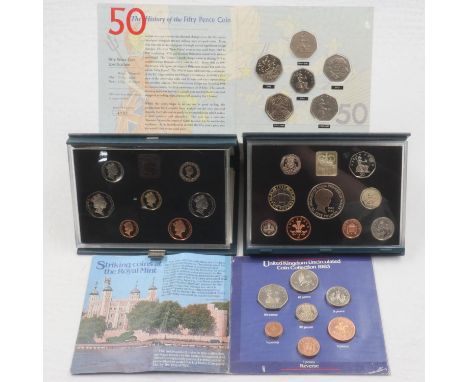 1985 and 1999 Royal Mint coin collections with 1983 set and Commemorative 50p collection. UK P&amp;P Group 1 (£16+VAT for the