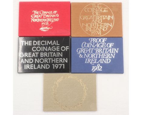 Five UK proof year sets cased. UK P&amp;P Group 1 (£16+VAT for the first lot and £2+VAT for subsequent lots)&nbsp; 