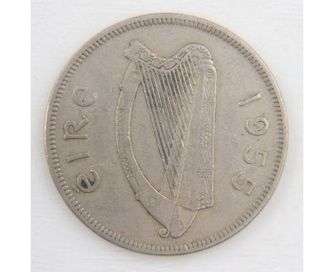 1955 Gaelic harp and horse half coroin of Ireland - gVF. UK P&amp;P Group 0 (£6+VAT for the first lot and £1+VAT for subseque