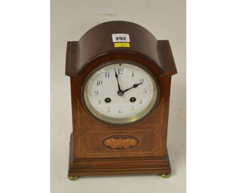 Edwardian inlaid mahogany mantel clock by A.Lister &amp; Sons, Newcastle.