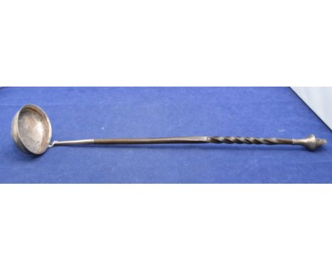 Georgian silver toddy ladle, Edinburgh 1785, with twisted whalebone handle and whistle finial.