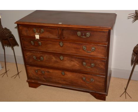 A late 19th Century mahogany chest of two short and three long drawers, raised on bracket feet, 100cms wide.