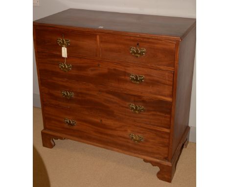 A 19th Century mahogany chest of four drawers, raised on bracket feet.