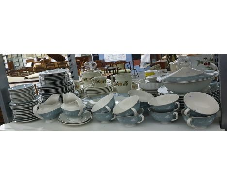 Royal Doulton 'Reflection' part dinner service including lidded serving dishes, coffee cups, soup cups, dinner plates, side p