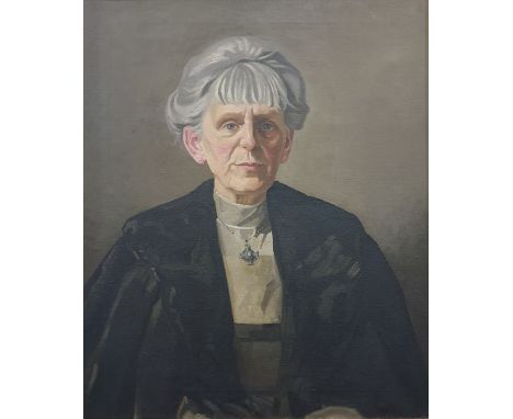 James R G Exley (1878-1967)Oil on canvas Portrait of Constance Pott artist, 60cm x 50cm 
