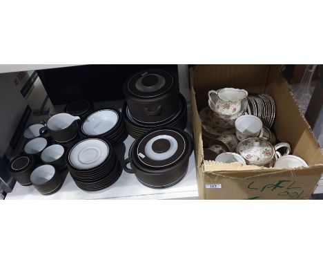 Hornsea 'Contrast' part dinner service including meat plates, side plates, bowls, two lidded serving dishes, cups and saucers