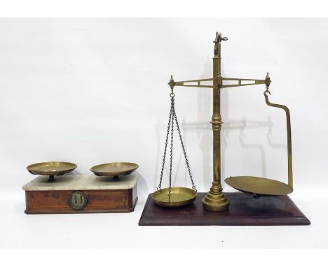 Set of brass scales and one further set of scales