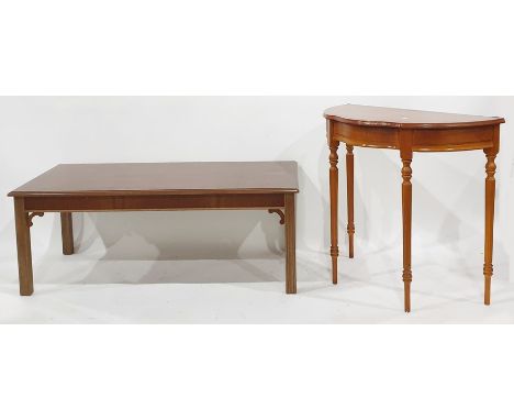 Modern yew single drawer side table and a yew coffee table (2)