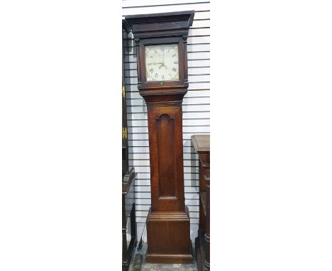 Early to mid 19th century George Pain of Stow oak cased 36 hour longcase clock with Roman numerals to the enamel dial, rose d