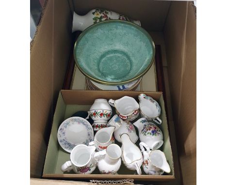 Silver-coloured metal and glass hurricane candle holder and assorted ceramics including collectors plates, Royal Worcester 'O