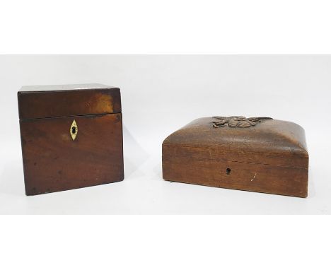 19th century flame mahogany tea caddy, the rectangular top opening to reveal removable interior, also in mahogany, and a Far 